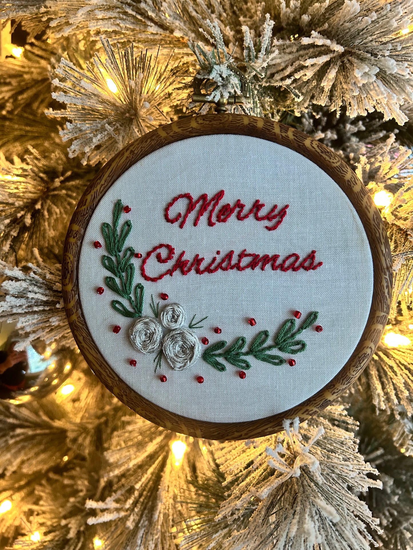 Custom Initial Christmas Ornament - Personalized Embroidered Keepsake