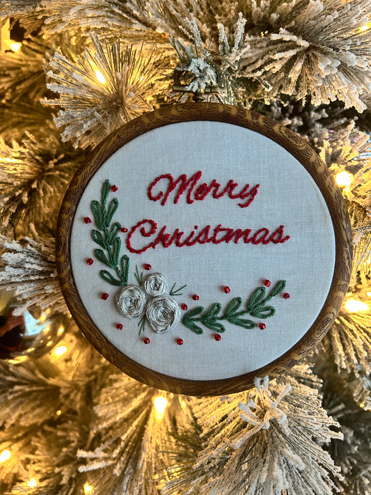 Custom Initial Christmas Ornament - Personalized Embroidered Keepsake